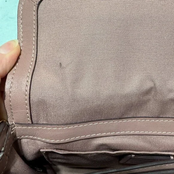 RARE Coach Colorblock Pebble Leather Shoulder Bag – Pink/Tan with Chain Strap - Picture 7 of 9